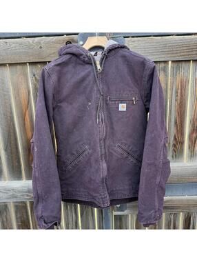 Vintage Carhartt Women's Hooded Canvas Purple Jacket Women's Size XS